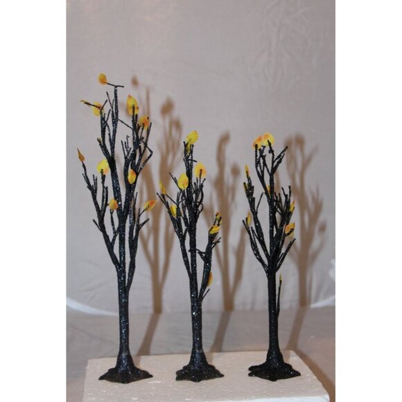 Dept 56 Halloween Village Accessories - Spooky Black Glitter Trees - Picture 3 of 3